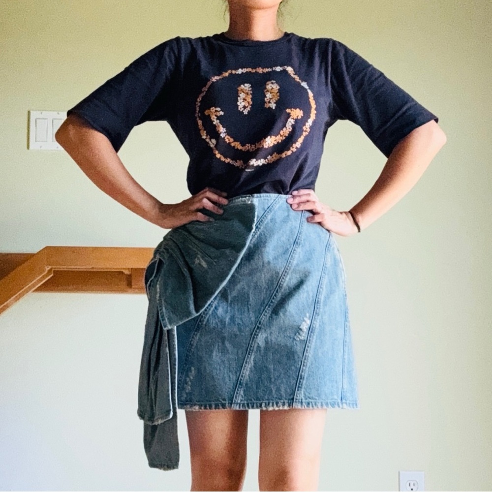 NEW MIU MIU DENIM MINI SKIRT WITH OVERSIZED BOW
